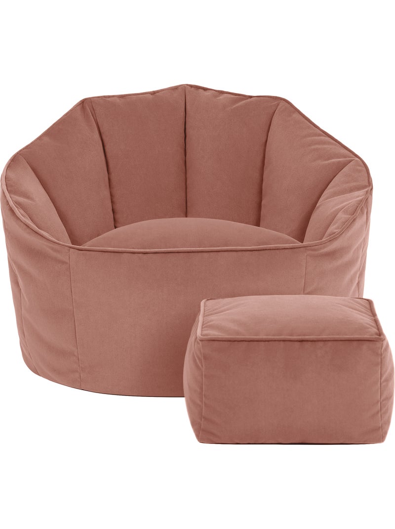 Pouf poltrona conchiglia sirena con poggiapiedi quadrato in velluto opaco - icon Rosa chiaro - Kiabi