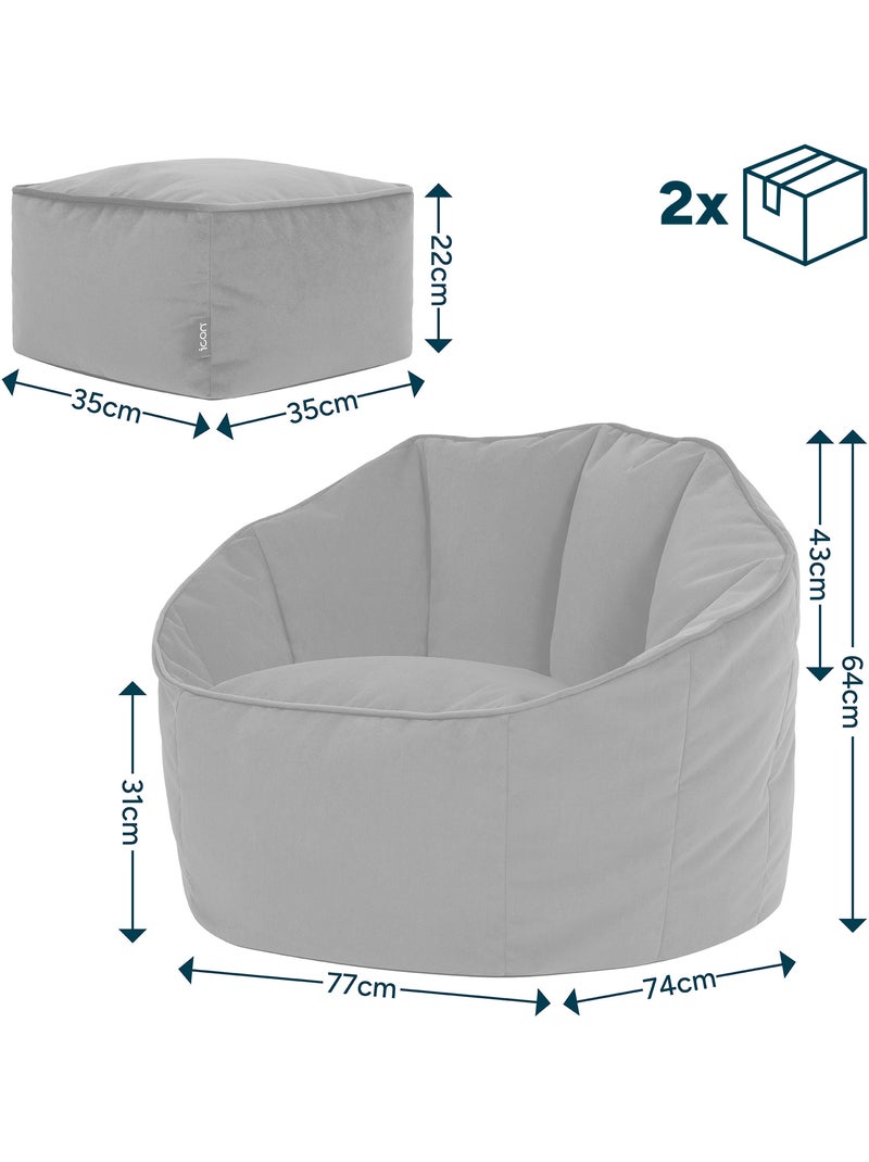 Pouf poltrona conchiglia sirena con poggiapiedi quadrato in velluto opaco - icon Rosa chiaro - Kiabi