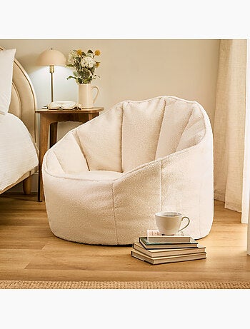 Pouf poltrona conchiglia sirena in tessuto bouclé - icon