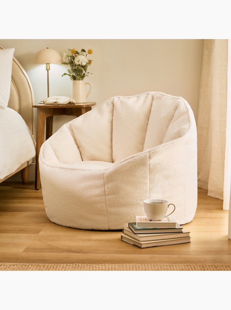 Pouf poltrona conchiglia sirena  in tessuto bouclé - icon Avorio - Kiabi