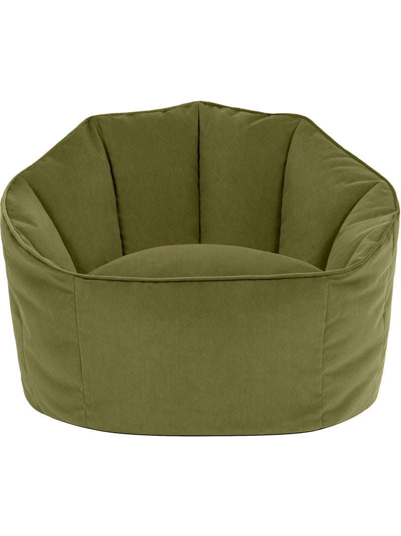 Pouf poltrona conchiglia sirena in velluto opaco - icon Verde oliva - Kiabi