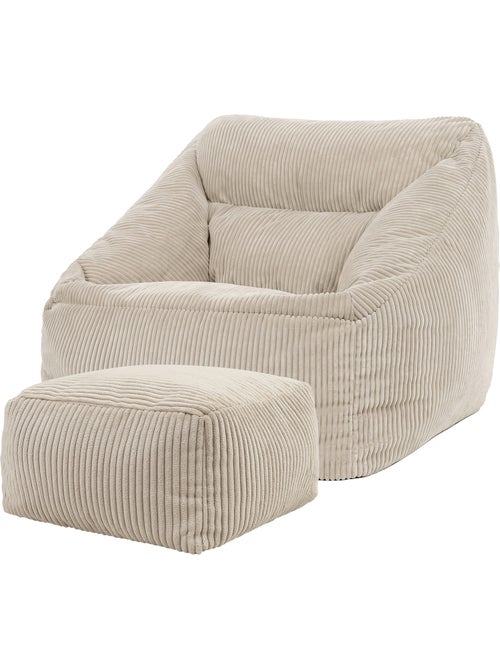 Pouf poltrona da salotto natalia con poggiapiedi quadrato amara in velluto a coste - icon - Kiabi