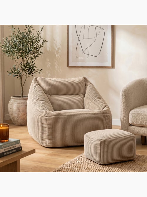 Pouf poltrona da salotto natalia con poggiapiedi quadrato amara in velluto a coste - icon - Kiabi