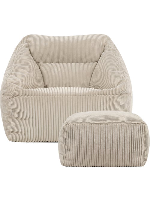 Pouf poltrona da salotto natalia con poggiapiedi quadrato amara in velluto a coste - icon - Kiabi