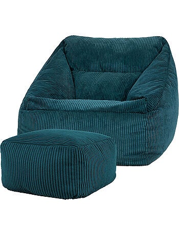 Pouf poltrona da salotto natalia con poggiapiedi quadrato amara in velluto a coste - icon
