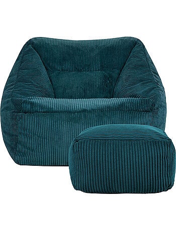 Pouf poltrona da salotto natalia con poggiapiedi quadrato amara in velluto a coste - icon