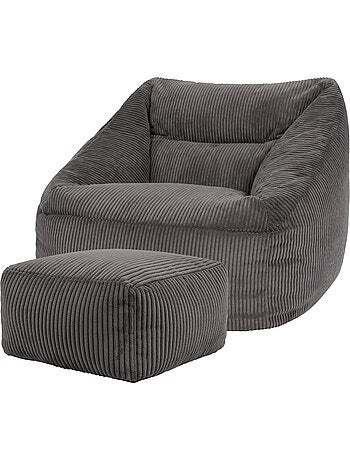 Pouf poltrona da salotto natalia con poggiapiedi quadrato amara in velluto a coste - icon