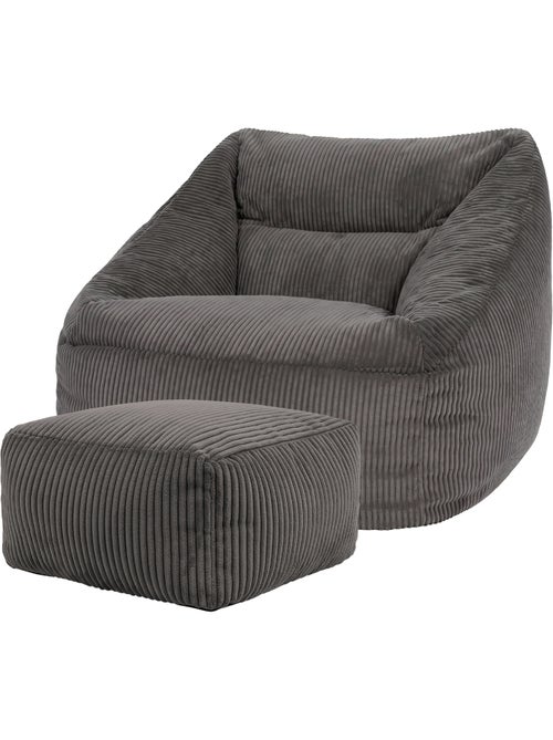 Pouf poltrona da salotto natalia con poggiapiedi quadrato amara in velluto a coste - icon - Kiabi