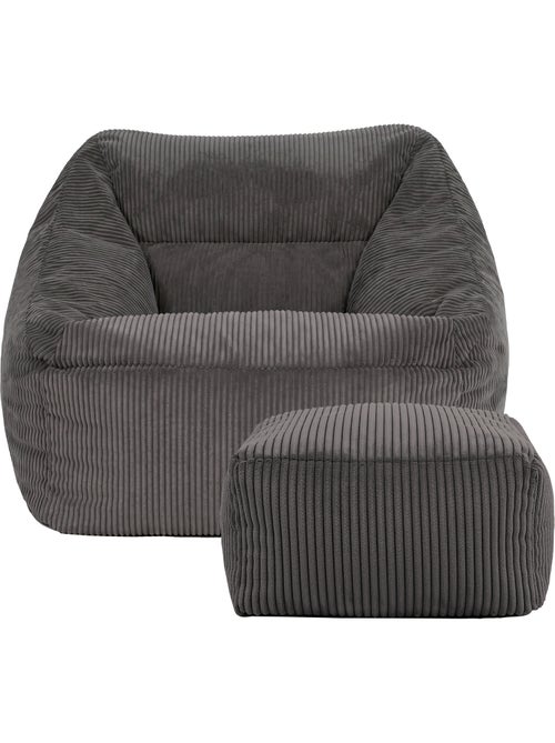 Pouf poltrona da salotto natalia con poggiapiedi quadrato amara in velluto a coste - icon - Kiabi