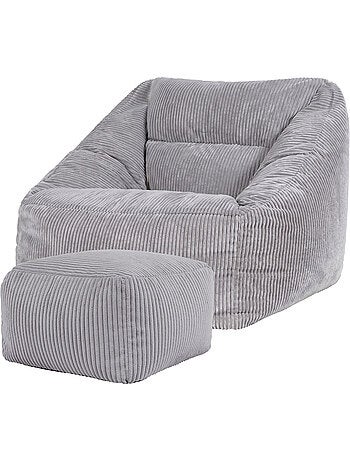 Pouf poltrona da salotto natalia con poggiapiedi quadrato amara in velluto a coste - icon