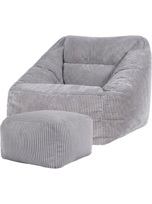 Pouf poltrona da salotto natalia con poggiapiedi quadrato amara in velluto a coste - icon - Kiabi