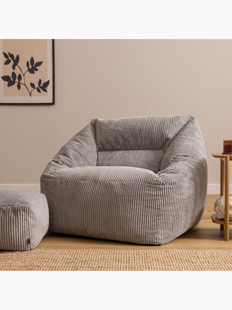 Pouf poltrona da salotto natalia con poggiapiedi quadrato amara in velluto a coste - icon Grigio chiaro - Kiabi