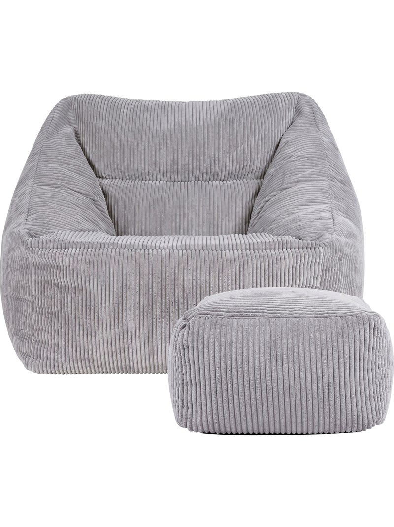 Pouf poltrona da salotto natalia con poggiapiedi quadrato amara in velluto a coste - icon Grigio chiaro - Kiabi