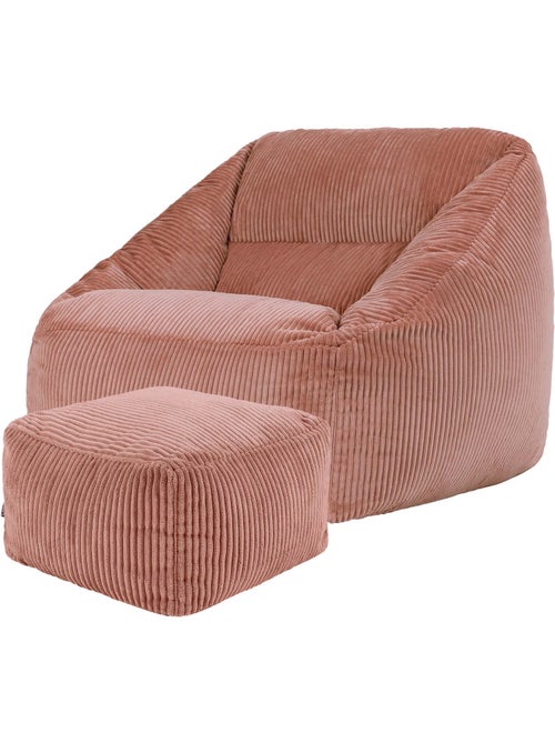 Pouf poltrona da salotto natalia con poggiapiedi quadrato amara in velluto a coste - icon - Kiabi