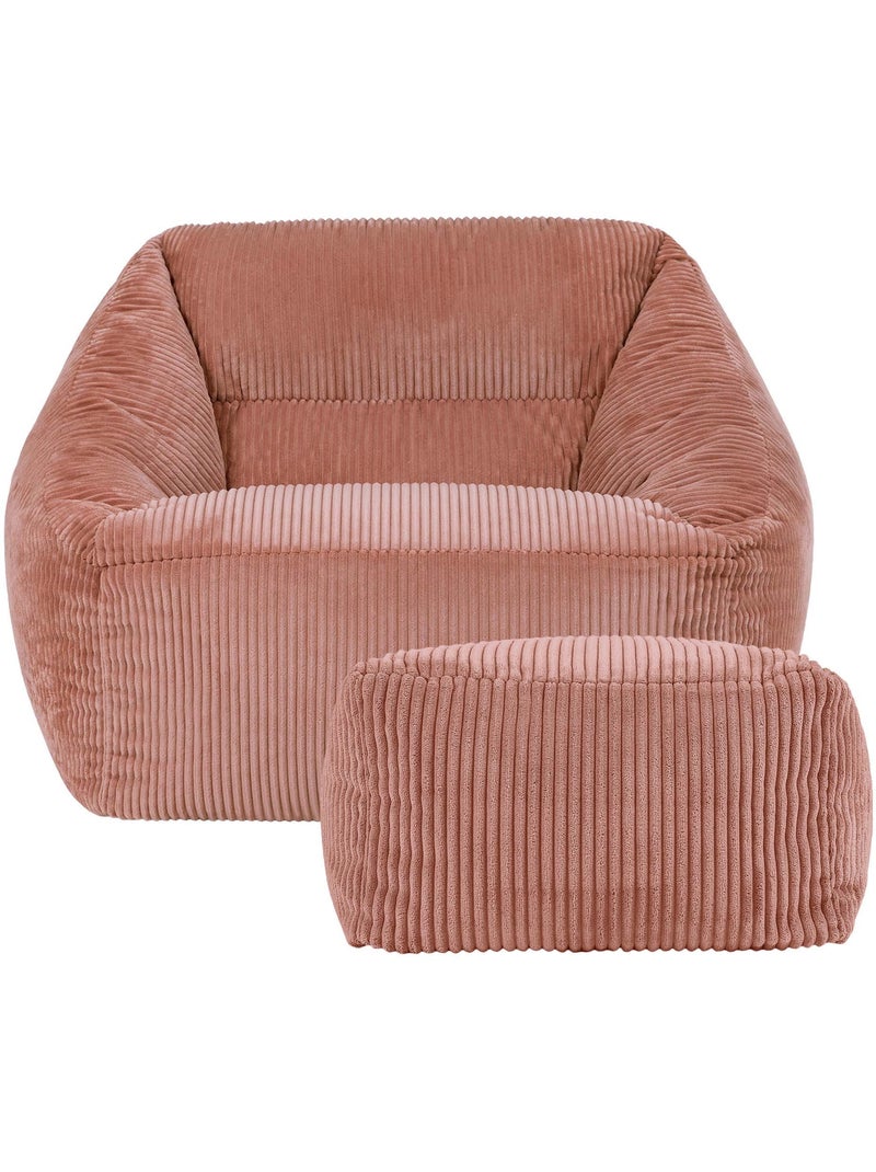 Pouf poltrona da salotto natalia con poggiapiedi quadrato amara in velluto a coste - icon Rosa chiaro - Kiabi