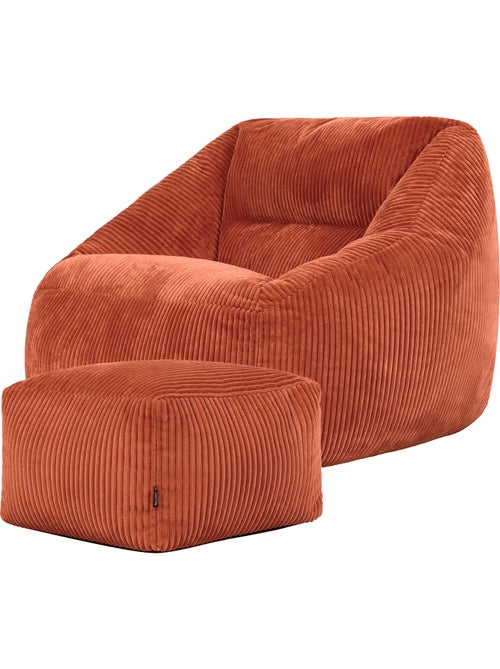 Pouf poltrona da salotto natalia con poggiapiedi quadrato amara in velluto a coste - icon - Kiabi