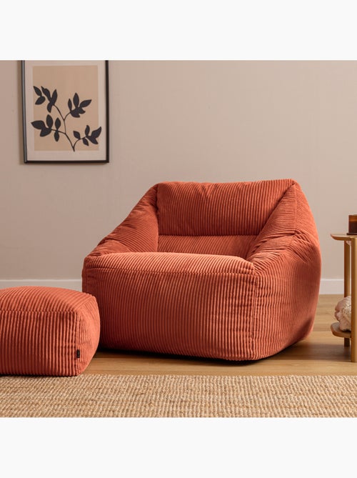 Pouf poltrona da salotto natalia con poggiapiedi quadrato amara in velluto a coste - icon - Kiabi