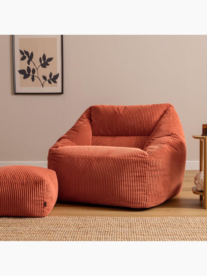 Pouf poltrona da salotto natalia con poggiapiedi quadrato amara in velluto a coste - icon Terracotta - Kiabi