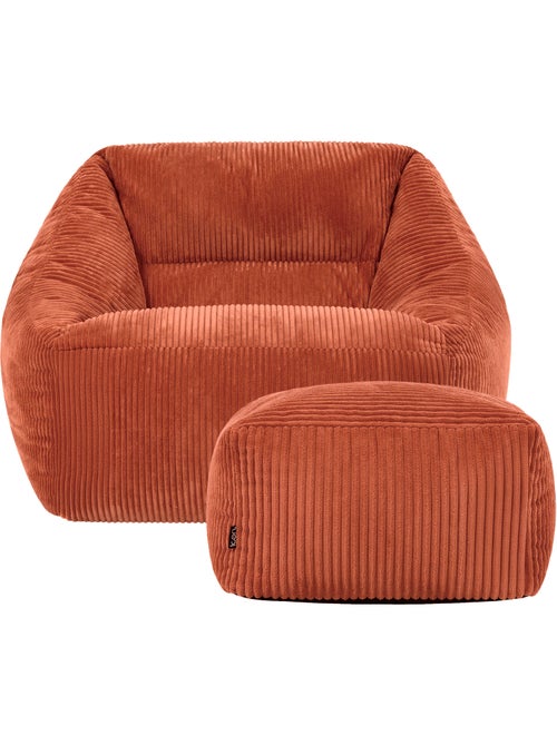 Pouf poltrona da salotto natalia con poggiapiedi quadrato amara in velluto a coste - icon - Kiabi