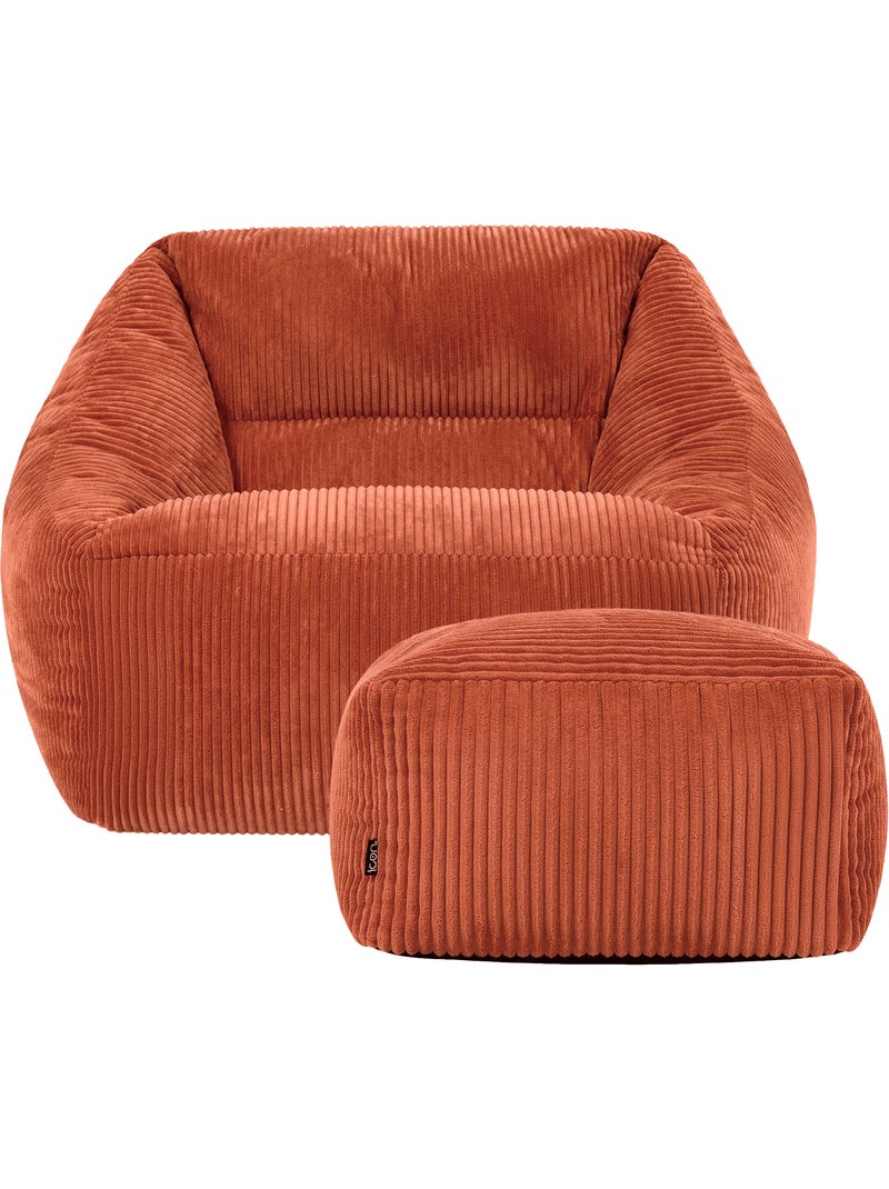 Pouf poltrona da salotto natalia con poggiapiedi quadrato amara in velluto a coste - icon Terracotta - Kiabi
