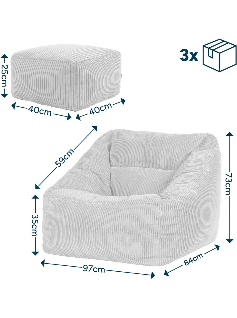 Pouf poltrona da salotto natalia con poggiapiedi quadrato amara in velluto a coste - icon Terracotta - Kiabi