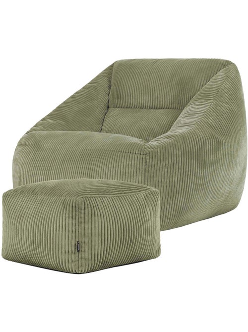 Pouf poltrona da salotto natalia con poggiapiedi quadrato amara in velluto a coste - icon - Kiabi