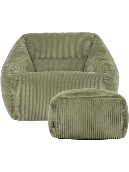 Pouf poltrona da salotto natalia con poggiapiedi quadrato amara in velluto a coste - icon - Kiabi