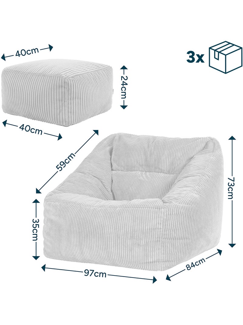 Pouf poltrona da salotto natalia con poggiapiedi quadrato amara in velluto a coste - icon Verde salvia - Kiabi
