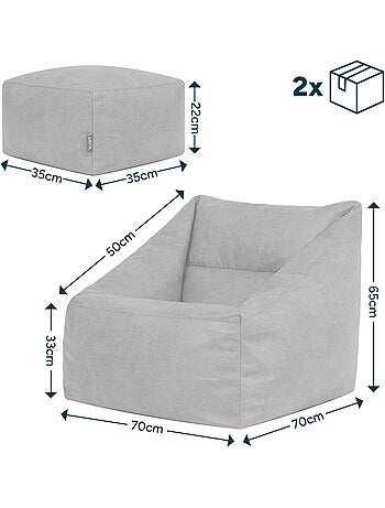 Pouf poltrona da salotto natalia con poggiapiedi quadrato in ecopelle vegana - icon