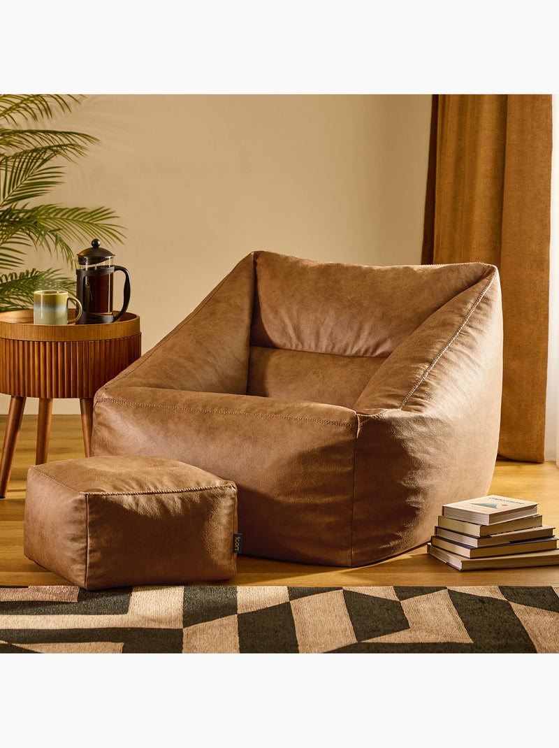 Pouf poltrona da salotto natalia con poggiapiedi quadrato in ecopelle vegana - icon Marrone chiaro - Kiabi