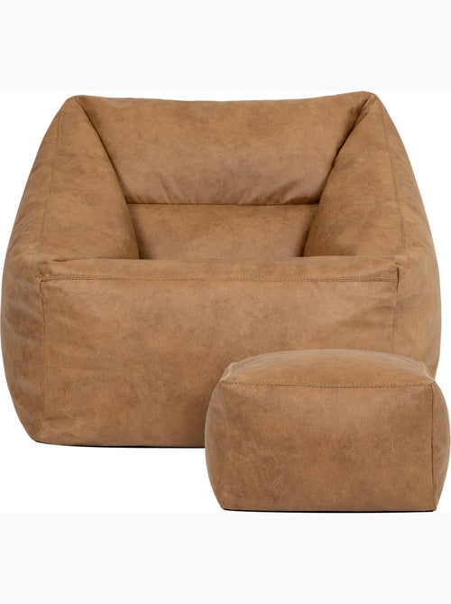 Pouf poltrona da salotto natalia con poggiapiedi quadrato in ecopelle vegana - icon - Kiabi