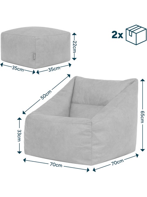 Pouf poltrona da salotto natalia con poggiapiedi quadrato in ecopelle vegana - icon - Kiabi
