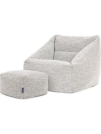 Pouf poltrona da salotto natalia con poggiapiedi quadrato in tessuto intrecciato - icon