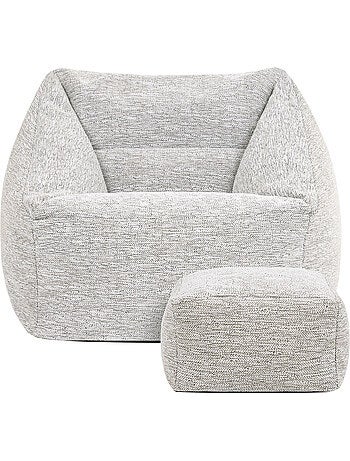 Pouf poltrona da salotto natalia con poggiapiedi quadrato in tessuto intrecciato - icon