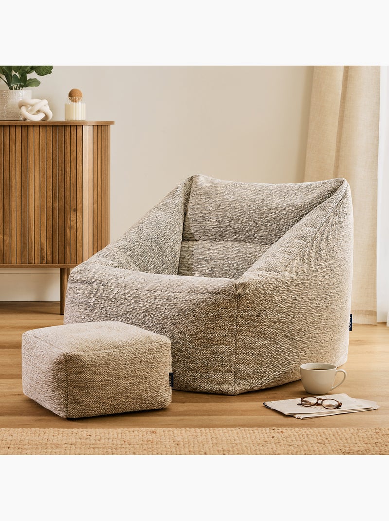 Pouf poltrona da salotto natalia con poggiapiedi quadrato in tessuto intrecciato - icon Beige mélange - Kiabi
