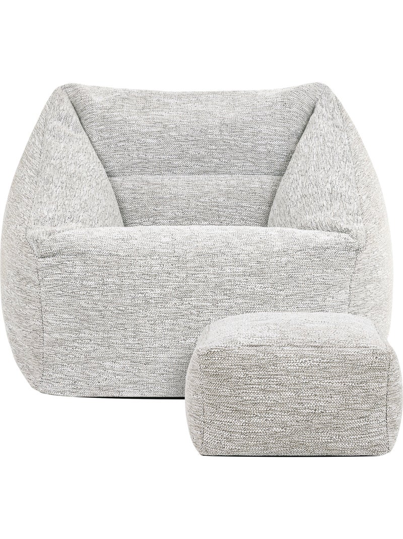 Pouf poltrona da salotto natalia con poggiapiedi quadrato in tessuto intrecciato - icon Beige mélange - Kiabi