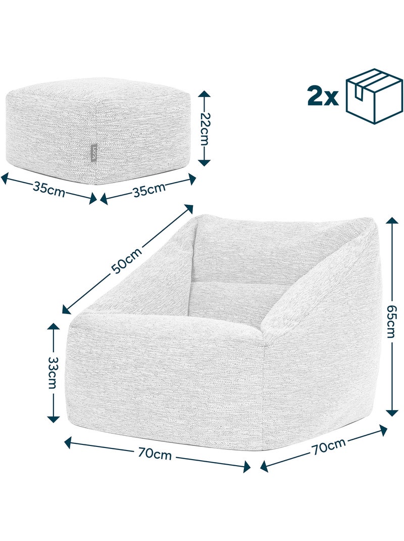 Pouf poltrona da salotto natalia con poggiapiedi quadrato in tessuto intrecciato - icon Beige mélange - Kiabi
