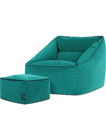 Pouf poltrona da salotto natalia con poggiapiedi quadrato in velluto opaco - icon