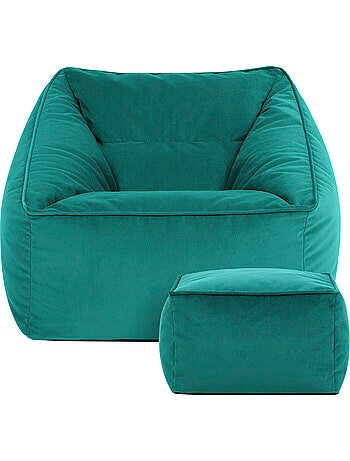 Pouf poltrona da salotto natalia con poggiapiedi quadrato in velluto opaco - icon