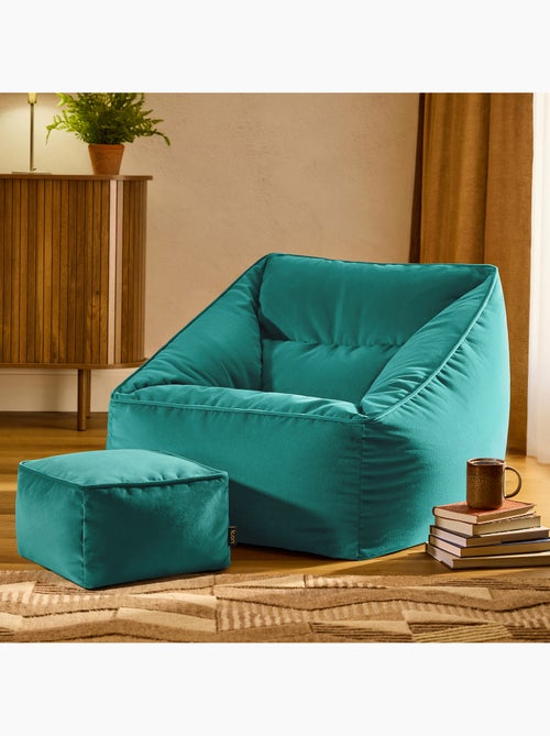 Pouf poltrona da salotto natalia con poggiapiedi quadrato in velluto opaco - icon - Kiabi