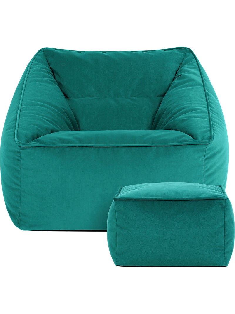 Pouf poltrona da salotto natalia con poggiapiedi quadrato in velluto opaco - icon Blu pavone - Kiabi