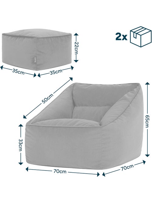 Pouf poltrona da salotto natalia con poggiapiedi quadrato in velluto opaco - icon - Kiabi