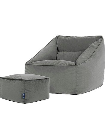 Pouf poltrona da salotto natalia con poggiapiedi quadrato in velluto opaco - icon