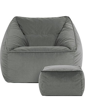 Pouf poltrona da salotto natalia con poggiapiedi quadrato in velluto opaco - icon