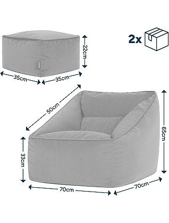 Pouf poltrona da salotto natalia con poggiapiedi quadrato in velluto opaco - icon