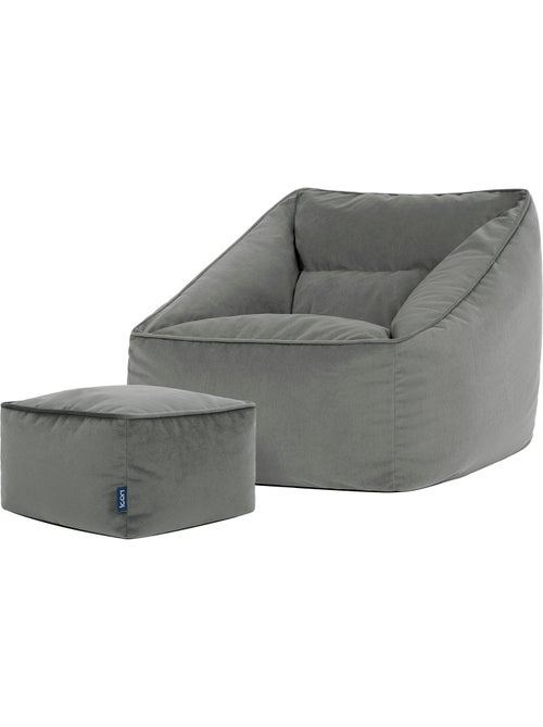 Pouf poltrona da salotto natalia con poggiapiedi quadrato in velluto opaco - icon - Kiabi