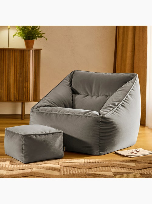 Pouf poltrona da salotto natalia con poggiapiedi quadrato in velluto opaco - icon - Kiabi