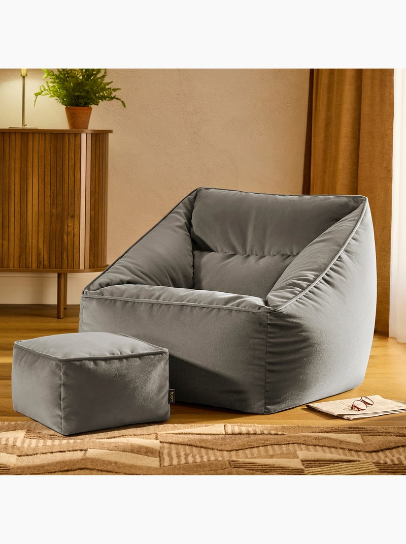 Pouf poltrona da salotto natalia con poggiapiedi quadrato in velluto opaco - icon Grigio antracite - Kiabi