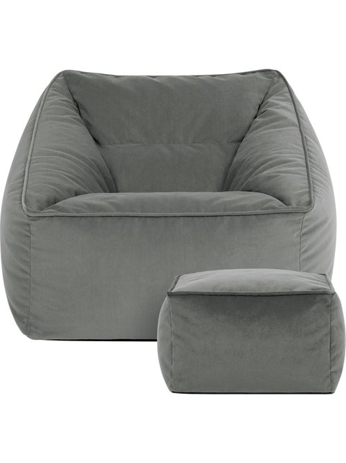 Pouf poltrona da salotto natalia con poggiapiedi quadrato in velluto opaco - icon - Kiabi