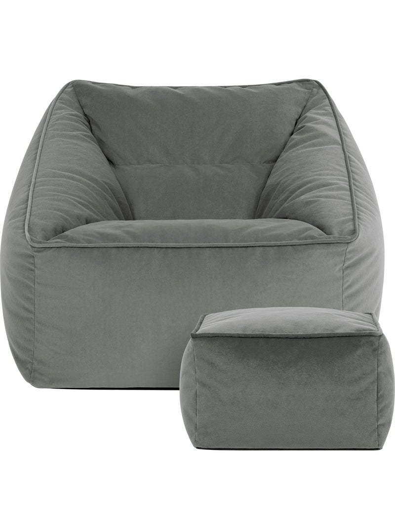 Pouf poltrona da salotto natalia con poggiapiedi quadrato in velluto opaco - icon Grigio antracite - Kiabi